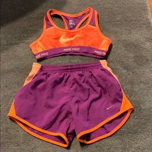 Girls Nike Sports Bra & Shorts